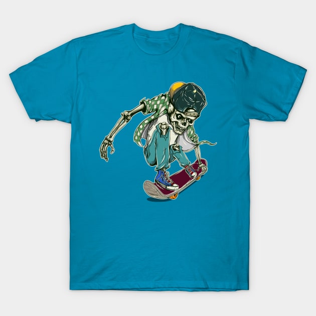 Skateboard skeleton skull T-Shirt by Urbanic